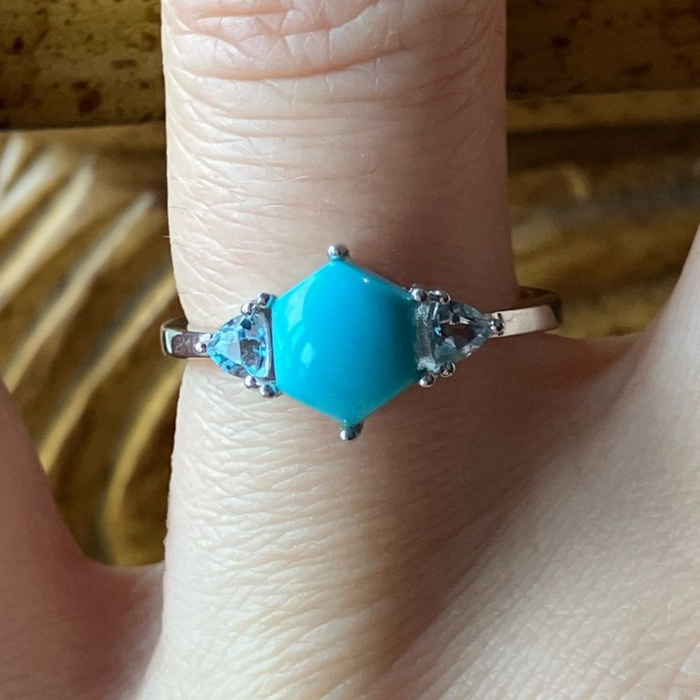 Sleeping Beauty Turquoise Blue Topaz Sterling Silver Ring Size 6.75